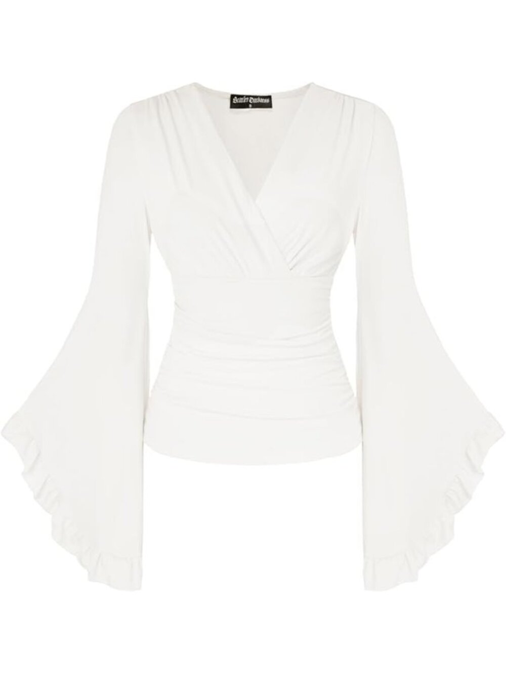 Renaissance V-Neck Wrap Top with Long Bell Sleeves